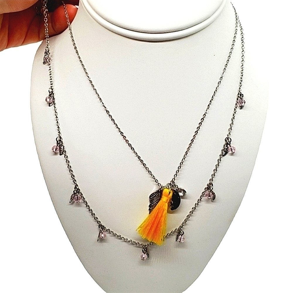 New Romolo stitch fix brand long necklace silver‎
